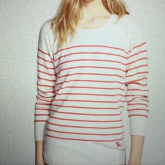 AUTH Burberry Striped Sweater Embroidered Logo Cotton Cashmere Blend Size XS/S - Picture 9 of 9
